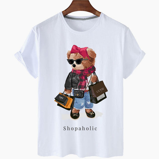 Effortless Abstract T Shirt for Women with Crew Neck Short Sleeve Casual Style
