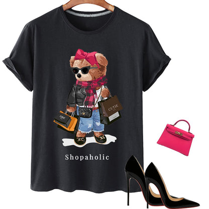 Effortless Abstract T Shirt for Women with Crew Neck Short Sleeve Casual Style