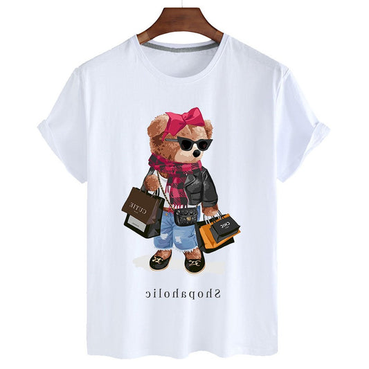 Effortless Abstract T Shirt for Women with Crew Neck Short Sleeve Casual Style