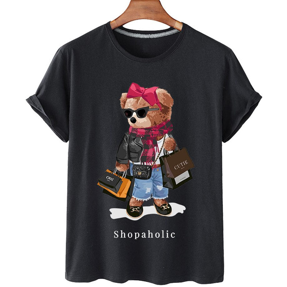 Effortless Abstract T Shirt for Women with Crew Neck Short Sleeve Casual Style