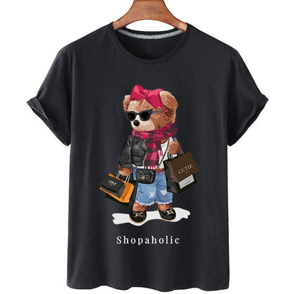 Effortless Abstract T Shirt for Women with Crew Neck Short Sleeve Casual Style
