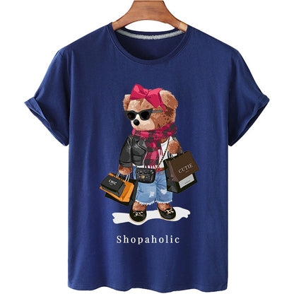 Effortless Abstract T Shirt for Women with Crew Neck Short Sleeve Casual Style