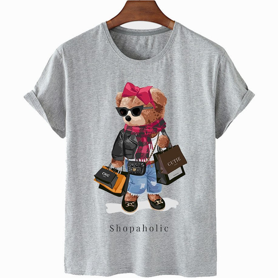 Effortless Abstract T Shirt for Women with Crew Neck Short Sleeve Casual Style