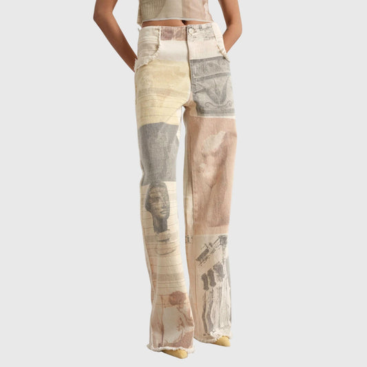 Effortless Abstract Wide Leg Pants for Women with Casual Style