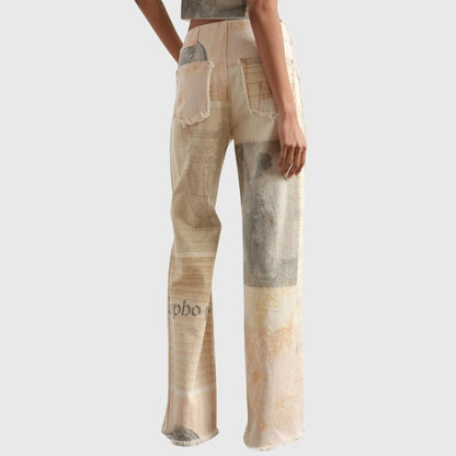 Effortless Abstract Wide Leg Pants for Women with Casual Style