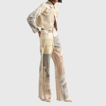 Effortless Abstract Wide Leg Pants for Women with Casual Style