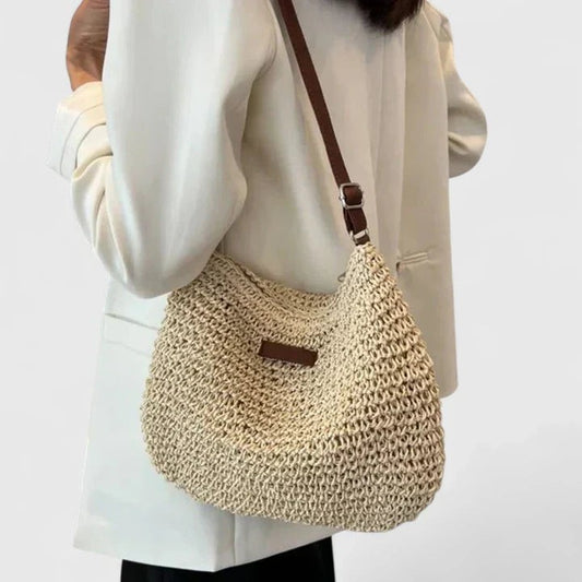 Effortless Beige Crochet Crossbody Bag for Women with Shoulder Casual Style