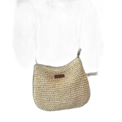Effortless Beige Crochet Crossbody Bag for Women with Shoulder Casual Style