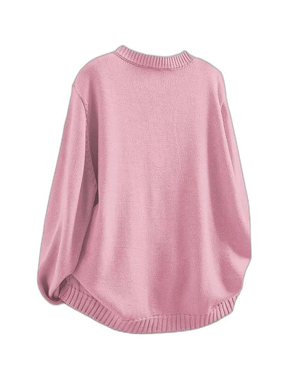 Effortless Beige Knit Cardigan Sweater for Women with Crew Neck Long Sleeve Button Front Casual Style