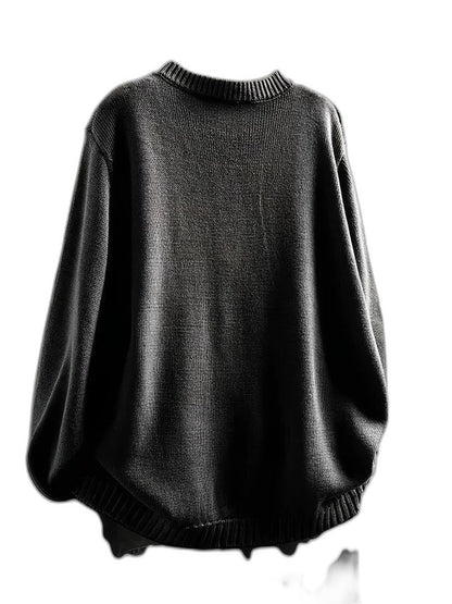 Effortless Beige Knit Cardigan Sweater for Women with Crew Neck Long Sleeve Button Front Casual Style