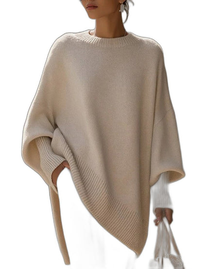 Effortless Beige Knit Cardigan Sweater for Women with Long Sleeve Oversized Casual Style