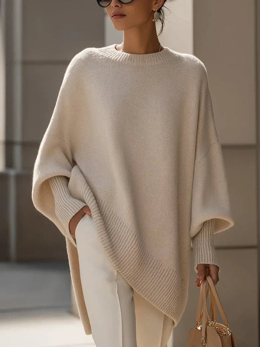 Effortless Beige Knit Cardigan Sweater for Women with Long Sleeve Oversized Casual Style