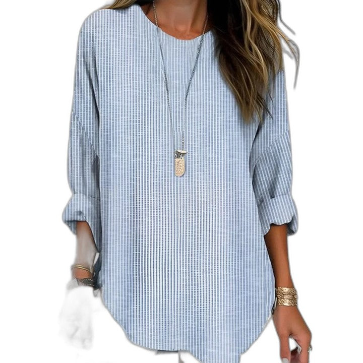 Effortless Beige Knit Tunic for Women with Crew Neck Long Sleeve Oversized Casual Style