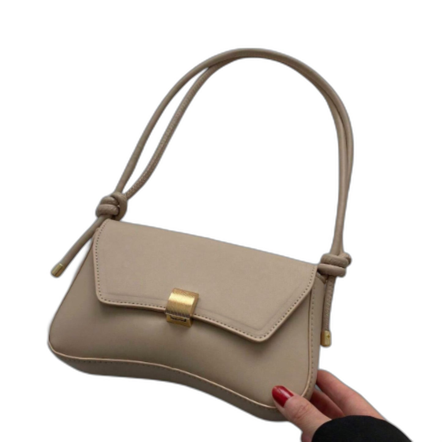 Effortless Beige Leather Shoulder Bag for Women with Casual Style