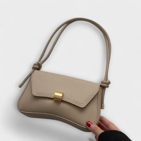 Effortless Beige Leather Shoulder Bag for Women with Casual Style