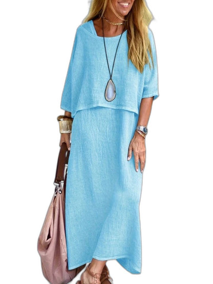 Effortless Beige Linen Two Piece Set for Women with Flowing Casual Style