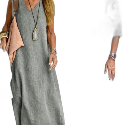 Effortless Beige Linen Two Piece Set for Women with Flowing Casual Style