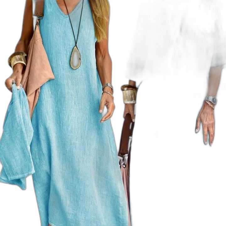 Effortless Beige Linen Two Piece Set for Women with Flowing Casual Style