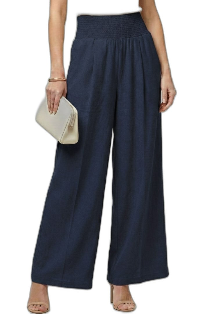 Effortless Beige Linen Wide Leg Pants for Women with High Waisted Cropped Palazzo Casual Style