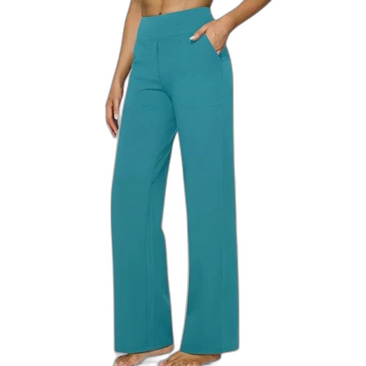 Effortless Beige Wide Leg Pants for Women with High Waisted Casual Style