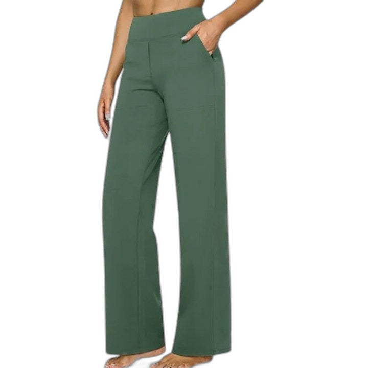 Effortless Beige Wide Leg Pants for Women with High Waisted Casual Style