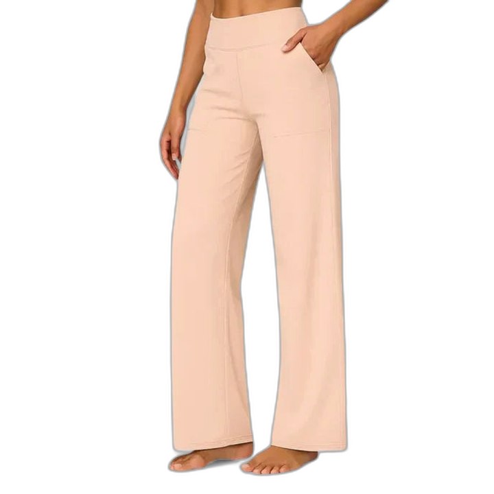 Effortless Beige Wide Leg Pants for Women with High Waisted Casual Style