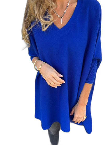 Effortless Black Blouse for Women with V Neck Long Sleeve Flowing Oversized Casual Style