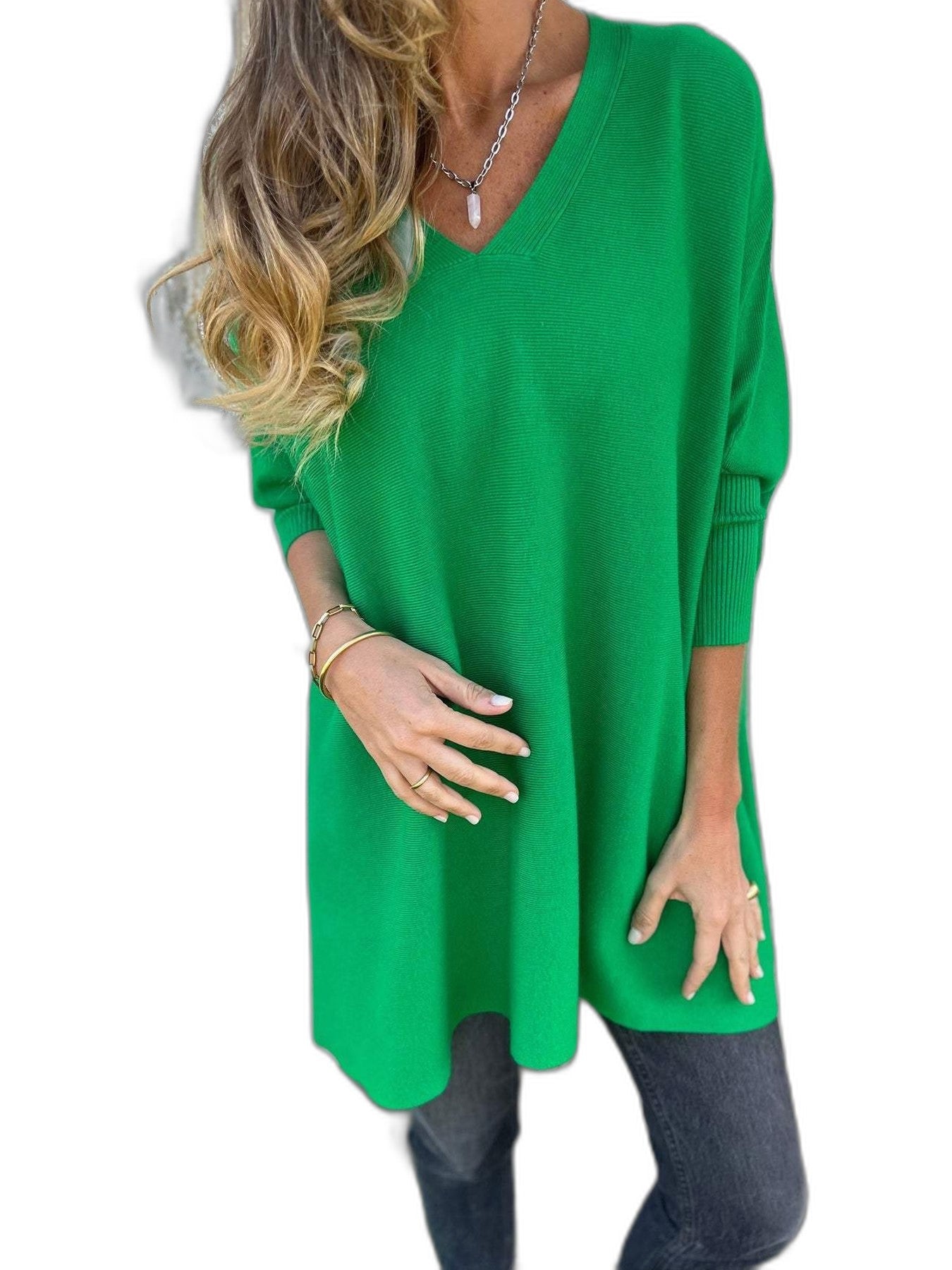 Effortless Black Blouse for Women with V Neck Long Sleeve Flowing Oversized Casual Style