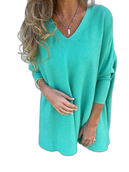 Effortless Black Blouse for Women with V Neck Long Sleeve Flowing Oversized Casual Style