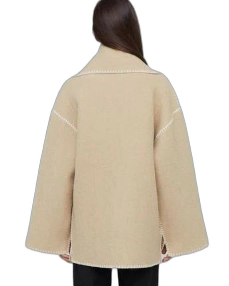 Effortless Black Coat for Women with Long Sleeve Fringe Oversized Pockets Casual Style
