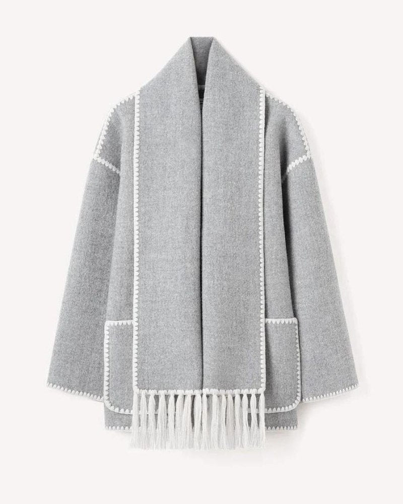 Effortless Black Coat for Women with Long Sleeve Fringe Oversized Pockets Casual Style