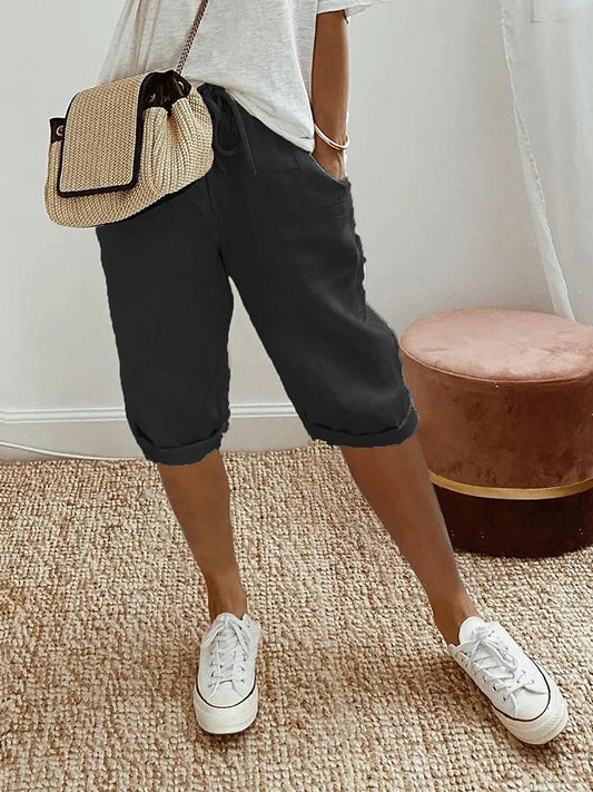 Effortless Black Cotton Shorts for Women with Casual Style
