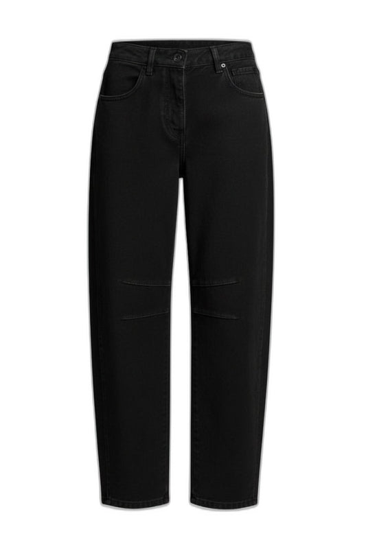 Effortless Black Denim Jeans for Women with Cropped Straight Leg Pockets Casual Style