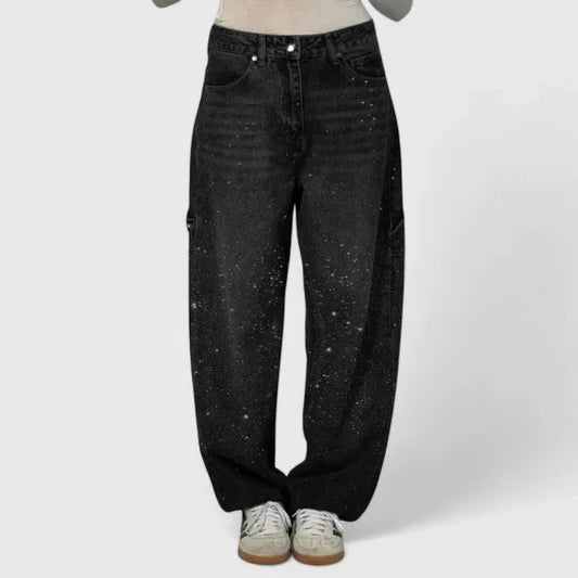 Effortless Black Denim Jeans for Women with High Waisted Wide Leg Casual Style
