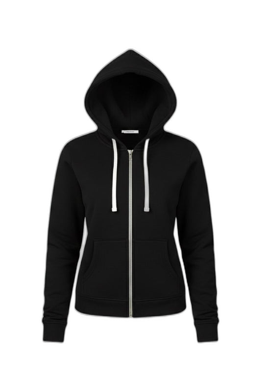 Effortless Black Knit Hoodie for Women with Long Sleeve Drawstring Pockets Casual Style