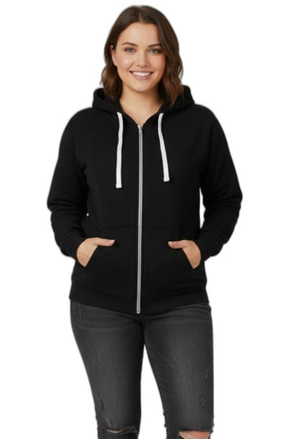 Effortless Black Knit Hoodie for Women with Long Sleeve Drawstring Pockets Casual Style