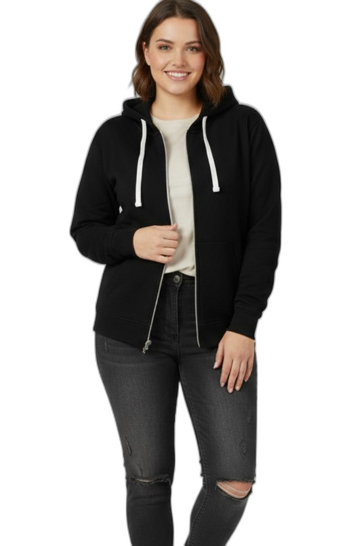 Effortless Black Knit Hoodie for Women with Long Sleeve Drawstring Pockets Casual Style