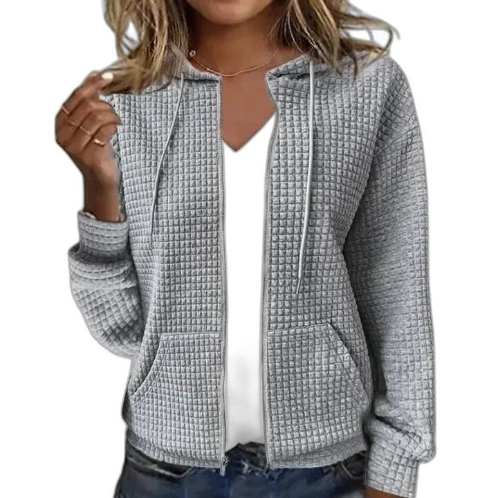 Effortless Black Knit Jacket for Women with Collared Long Sleeve Cropped Casual Style