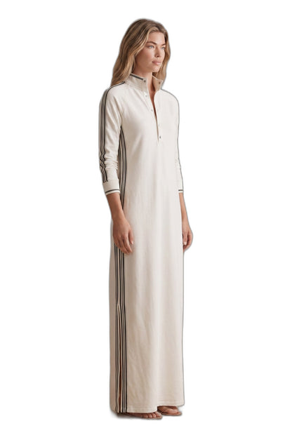 Effortless Black Knit Maxi Dress for Women with Collared Long Sleeve Button Front Straight Leg Casual Style