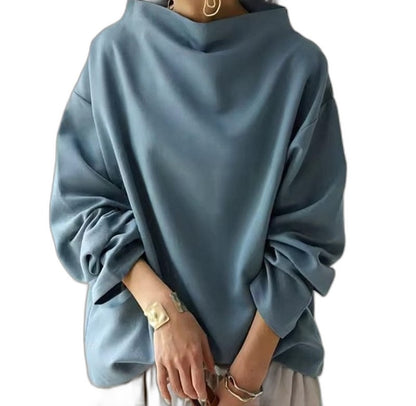 Effortless Black Knit Sweater for Women with Turtleneck Long Sleeve Oversized Casual Style
