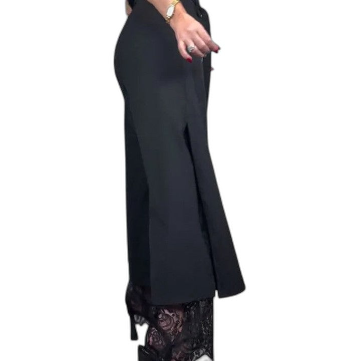 Effortless Black Lace Wide Leg Pants for Women with High Waisted Casual Style