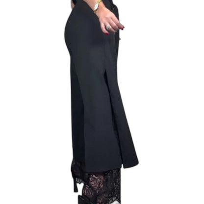 Effortless Black Lace Wide Leg Pants for Women with High Waisted Casual Style