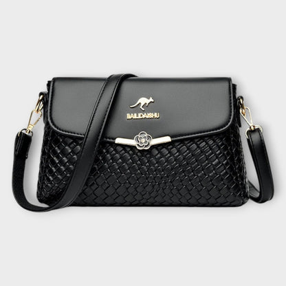 Effortless Black Leather Crossbody Bag for Women with Chain Strap Shoulder Casual Style