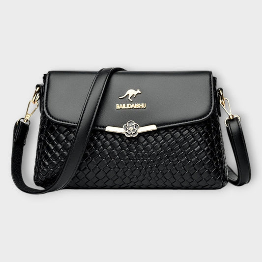 Effortless Black Leather Crossbody Bag for Women with Chain Strap Shoulder Casual Style