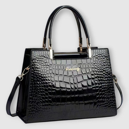 Effortless Black Leather Satchel Bag for Women with Chain Strap Casual Style