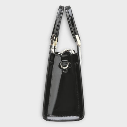 Effortless Black Leather Satchel Bag for Women with Chain Strap Casual Style