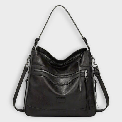 Effortless Black Leather Shoulder Bag for Women with Casual Style