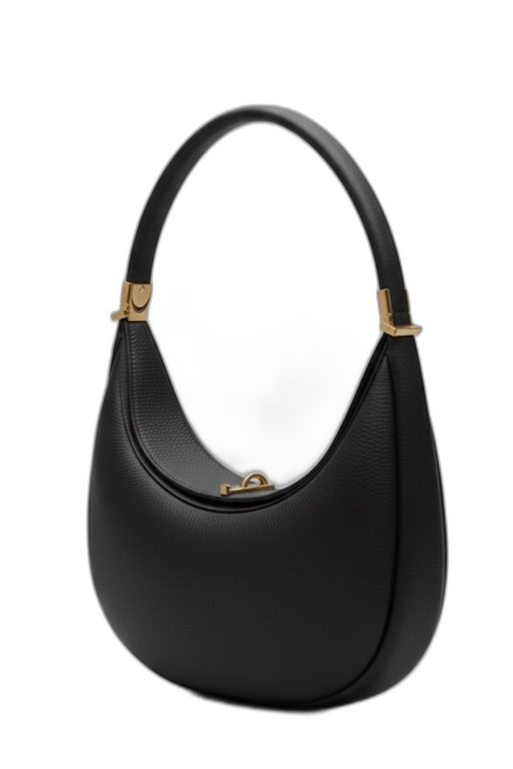 Effortless Black Leather Shoulder Bag for Women with Casual Style