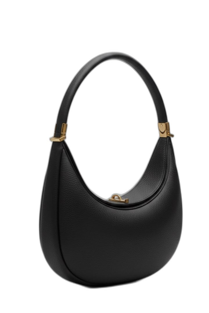 Effortless Black Leather Shoulder Bag for Women with Casual Style