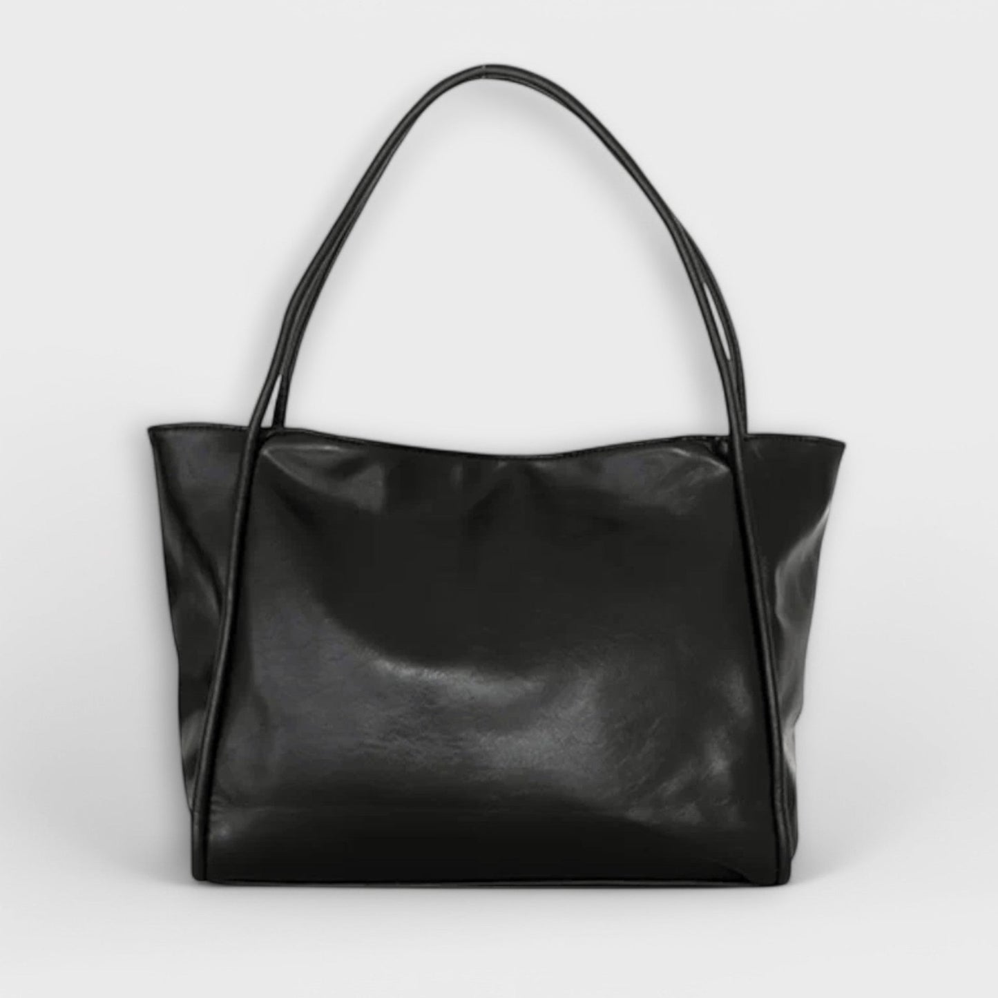 Effortless Black Leather Tote Bag for Women with Casual Style